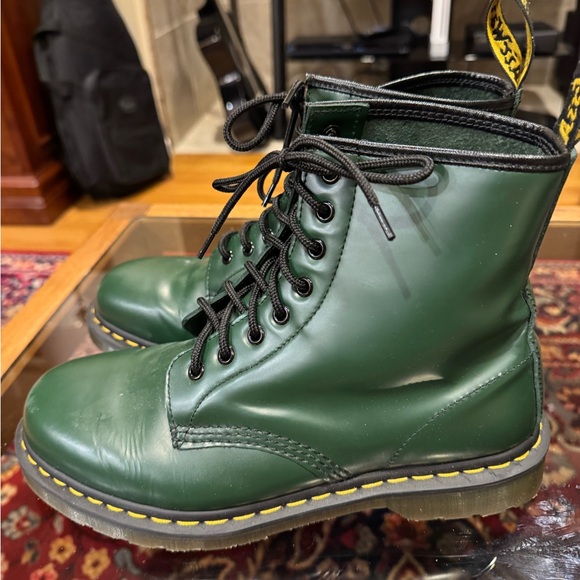 Dr. Martens Green Leather Boots - Picture 2 of 8